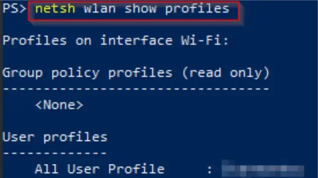 View Wireless Profile Password Information Using PowerShell or CMD