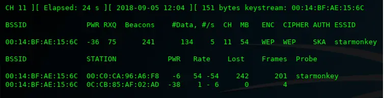 Successful keystream capture after clean de-authentication