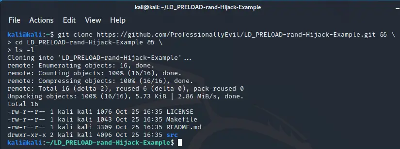 Cloning the LD_PRELOAD rand hijack repository
