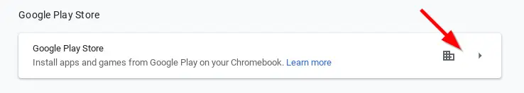 Chrome OS Settings showing the Google Play Store Manage Android preferences option