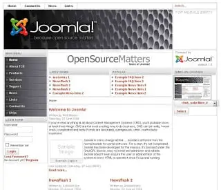 Joomla content management system homepage used as the target for this demonstration