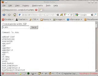 Laudanum shell showing ls command output listing directory contents