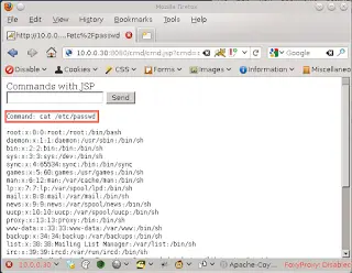 Laudanum shell showing cat command output of /etc/passwd file