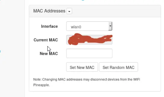 WiFi Pineapple MAC address configuration