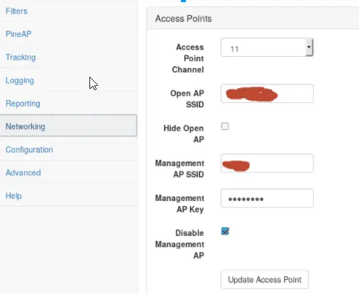 WiFi Pineapple AP configuration