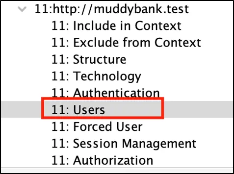 Session Properties menu with Users option highlighted