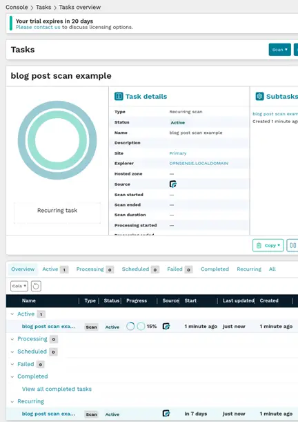runZero scan in progress