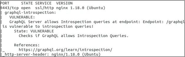 GraphQL introspection NMAP output