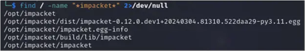find command searching for impacket