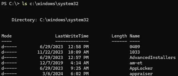 PowerShell Get-ChildItem output