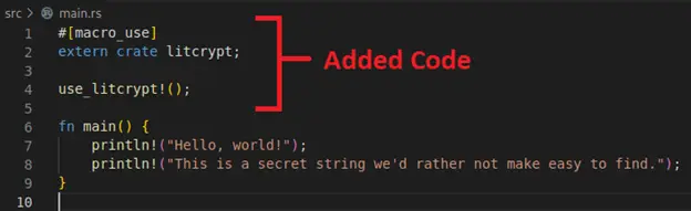Adding the litcrypt initialization boilerplate to our project