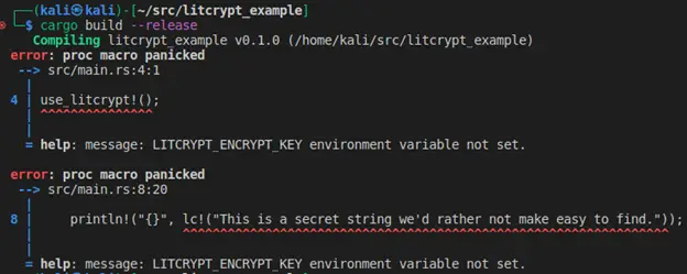 Build error due to missing LITCRYPT_ENCRYPT_KEY environment variable