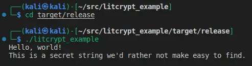 Running the new litcrypt version of the binary