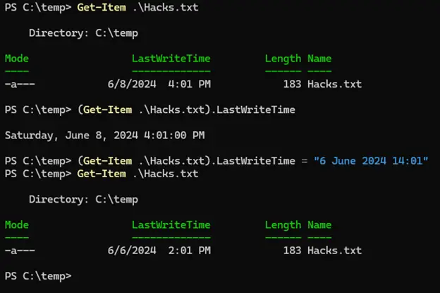 PowerShell timestamp modification