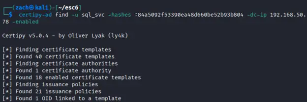 Certipy enumeration output