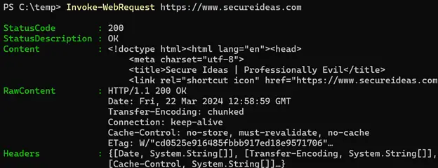 PowerShell Invoke-WebRequest output