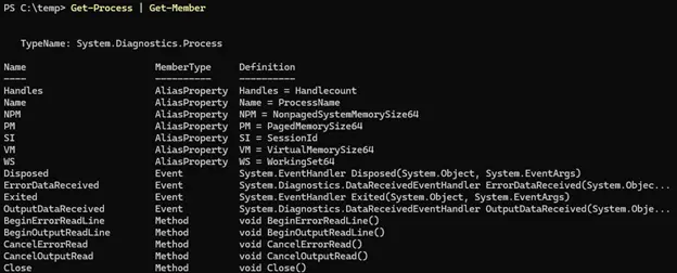 PowerShell Get-Member output