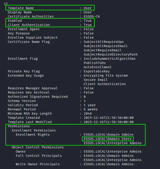 User template configuration