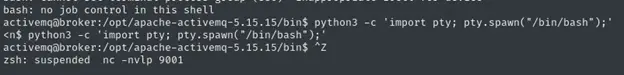 Suspending the shell with Control+z