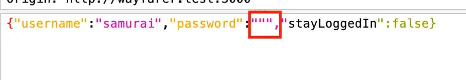 Malformed JSON body caused by unescaped double-quote in password