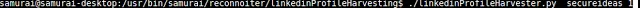 Reconnoiter command example harvesting LinkedIn profiles for Secure Ideas