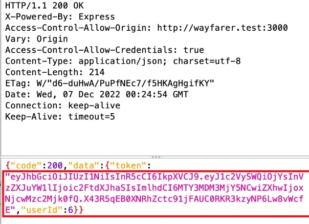ZAP Request Editor showing Bearer token in login response