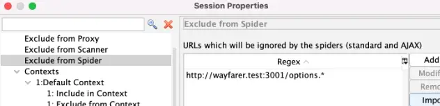 Exclude from Spider option in ZAP context menu