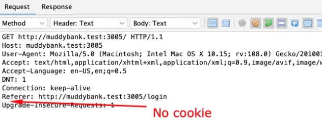 Request with session cookie removed