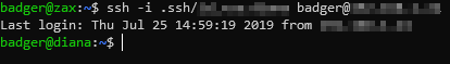 Terminal showing successful SSH connection to the NUC