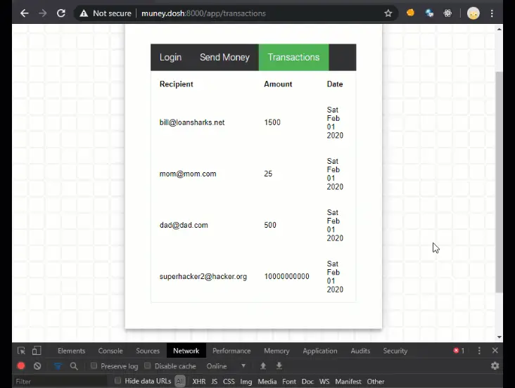 Animated demo showing the CSRF attack succeeding via a GET request that bypasses SameSite=Lax