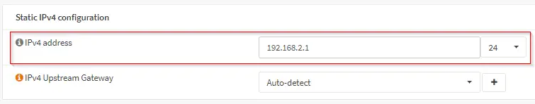 OPNsense showing the IPv4 static IP range assignment for LAN1