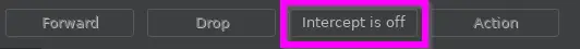 Burp Suite Intercept tab showing Intercept is off