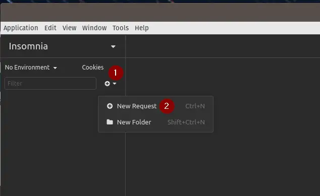 Creating a new request in Insomnia