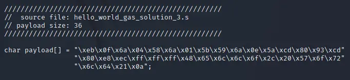 Build-and-extract payload script C-style output format