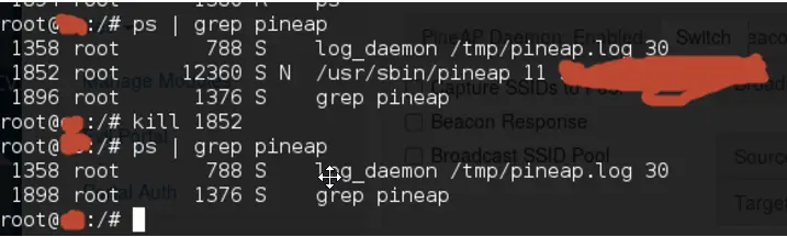 Killing PineAP process via SSH