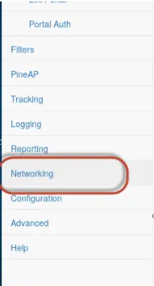 WiFi Pineapple Networking menu