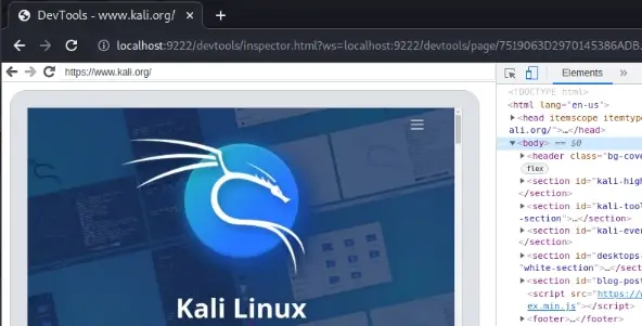 Chrome DevTools console connected to the remote debugging session showing the rendered page