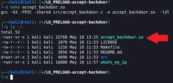 Building the accept_backdoor shared object