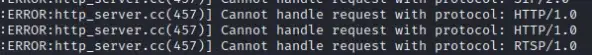 Chrome console showing error messages from unsupported NMAP probes