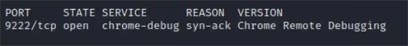 NMAP scan correctly identifying chrome-debug service after adding custom probe