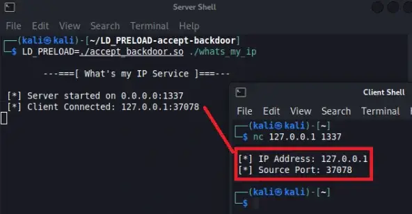 Normal connection still works with backdoor injected
