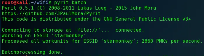Pyrit batch command computing pre-generated keys