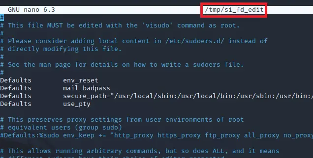The tool opens nano to let us edit the read data