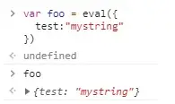 Console showing eval converting JSON string to object