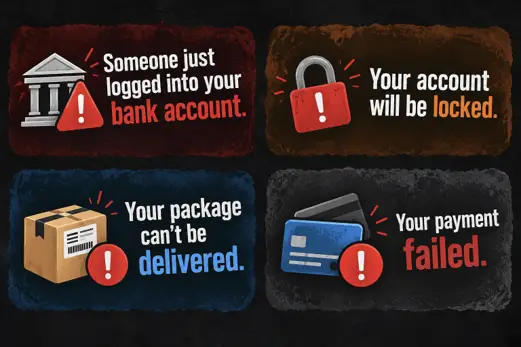 Example phishing email using urgent language designed to pressure the recipient into acting quickly